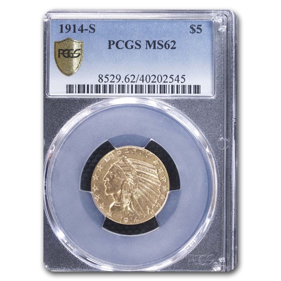 1914-S $5 Indian Gold Half Eagle MS-62 PCGS