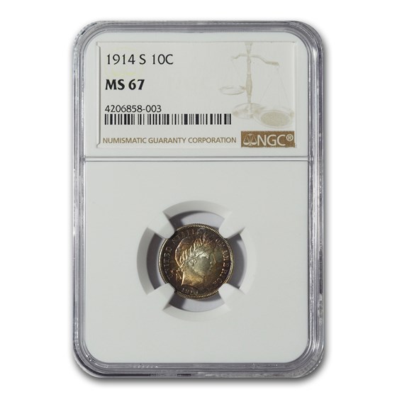 1914-S Barber Dime MS-67 NGC 1914-S Barber Dime MS-67 NGC