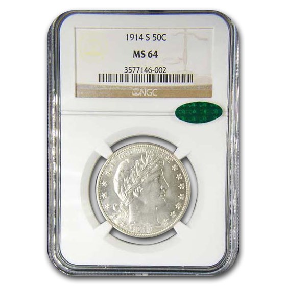 1914-S Barber Half Dollar MS-64 NGC CAC 1914-S Barber Half Dollar MS-64 NGC CAC