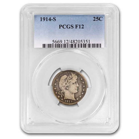 1914-S Barber Quarter Fine-12 PCGS 1914-S Barber Quarter Fine-12 PCGS