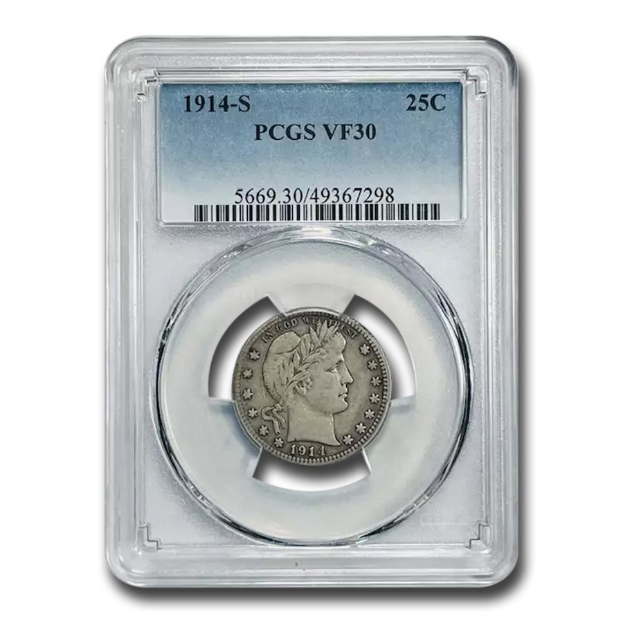 1914-S Barber Quarter VF-30 PCGS