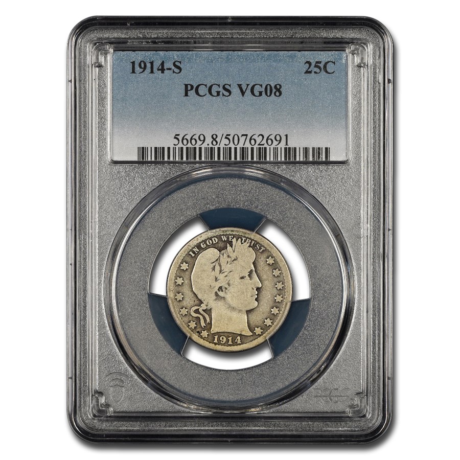1914-S Barber Quarter VG-8 PCGS