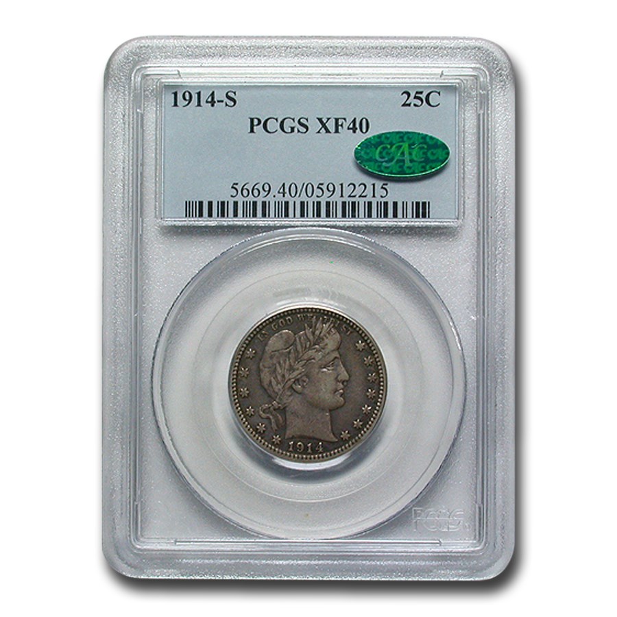 1914-S Barber Quarter XF-40 PCGS CAC