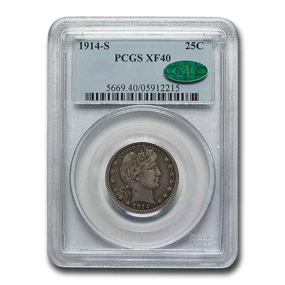 1914-S Barber Quarter XF-40 PCGS CAC 1914-S Barber Quarter XF-40 PCGS CAC