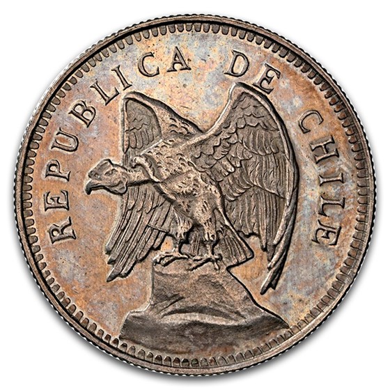 1914-So Chile 2 Pesos Pattern MS-60 NGC