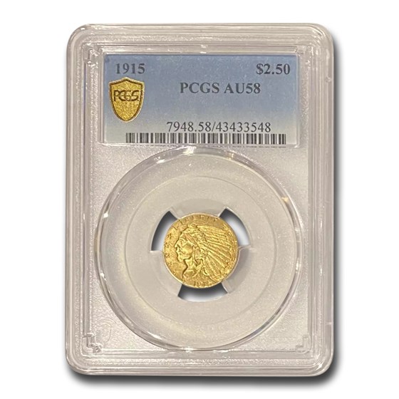 1915 $2.50 Indian Gold Quarter Eagle AU-58 PCGS 1915 $2.50 Indian Gold Quarter Eagle AU-58 PCGS