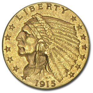 1915 $2.50 Indian Gold Quarter Eagle AU