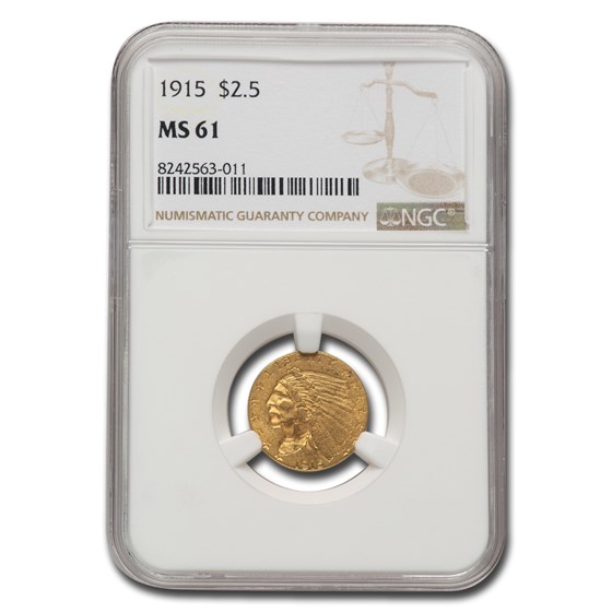1915 $2.50 Indian Gold Quarter Eagle MS-61 NGC 1915 $2.50 Indian Gold Quarter Eagle MS-61 NGC