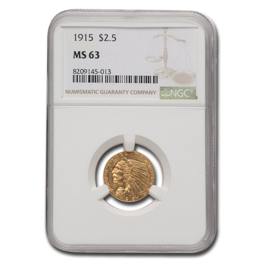 1915 $2.50 Indian Gold Quarter Eagle MS-63 NGC