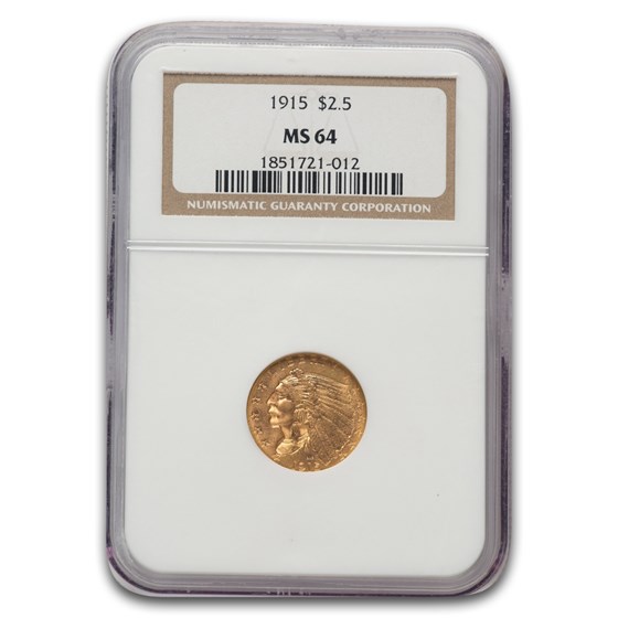 1915 $2.50 Indian Gold Quarter Eagle MS-64 NGC