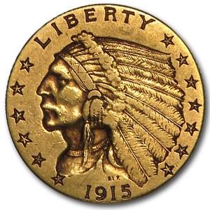 1915 $2.50 Indian Gold Quarter Eagle XF