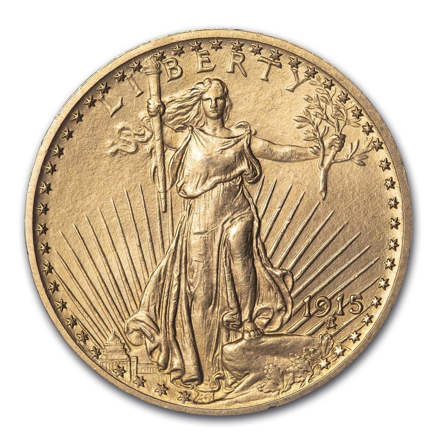 1915 $20 Saint-Gaudens Gold Double Eagle AU