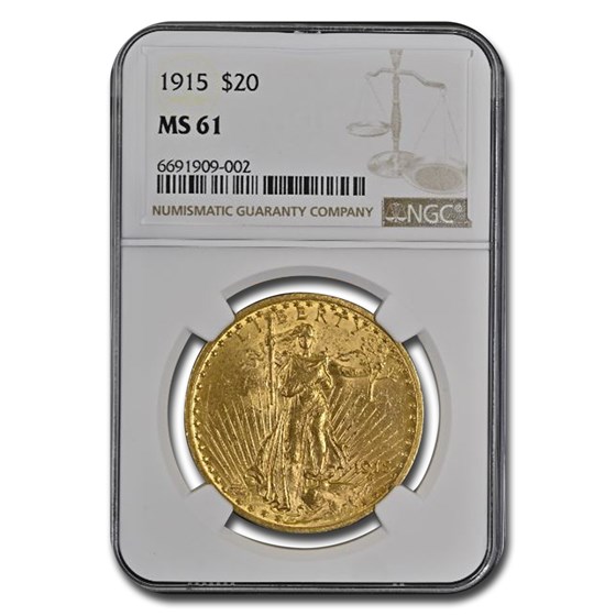 1915 $20 Saint-Gaudens Gold Double Eagle MS-61 NGC 1915 $20 Saint-Gaudens Gold Double Eagle MS-61 NGC
