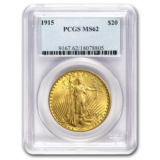 1915 $20 Saint-Gaudens Gold Double Eagle MS-62 PCGS
