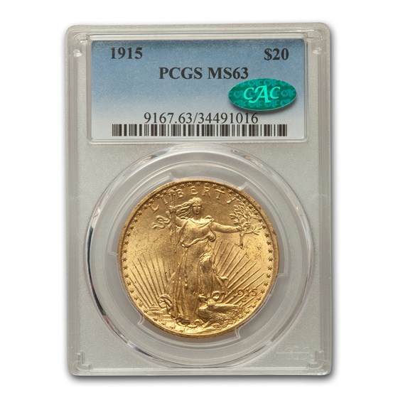 1915 $20 Saint-Gaudens Gold Double Eagle MS-63 PCGS CAC 1915 $20 Saint-Gaudens Gold Double Eagle MS-63 PCGS CAC