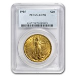 1915 $20 St Gaudens Gold Double Eagle AU-58 PCGS