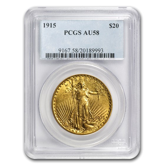 1915 $20 St Gaudens Gold Double Eagle AU-58 PCGS 1915 $20 St Gaudens Gold Double Eagle AU-58 PCGS