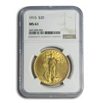 1915 $20 St Gaudens Gold Double Eagle MS-61 NGC