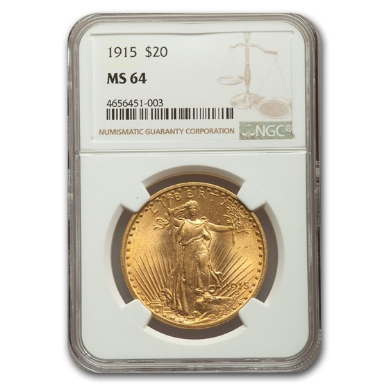 1915 $20 St Gaudens Gold Double Eagle MS-64 NGC 1915 $20 St Gaudens Gold Double Eagle MS-64 NGC