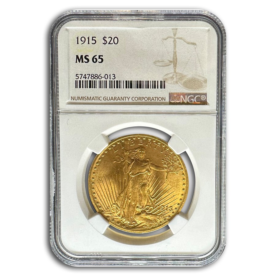 1915 $20 St Gaudens Gold Double Eagle MS-65 NGC