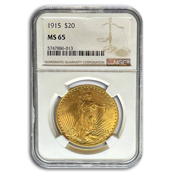 1915 $20 St Gaudens Gold Double Eagle MS-65 NGC 1915 $20 St Gaudens Gold Double Eagle MS-65 NGC