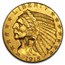 1915 $5 Indian Gold Half Eagle AU