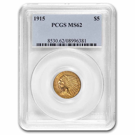 1915 $5 Indian Gold Half Eagle MS-62 PCGS