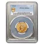 1915 $5 Indian Gold Half Eagle MS-62 PCGS