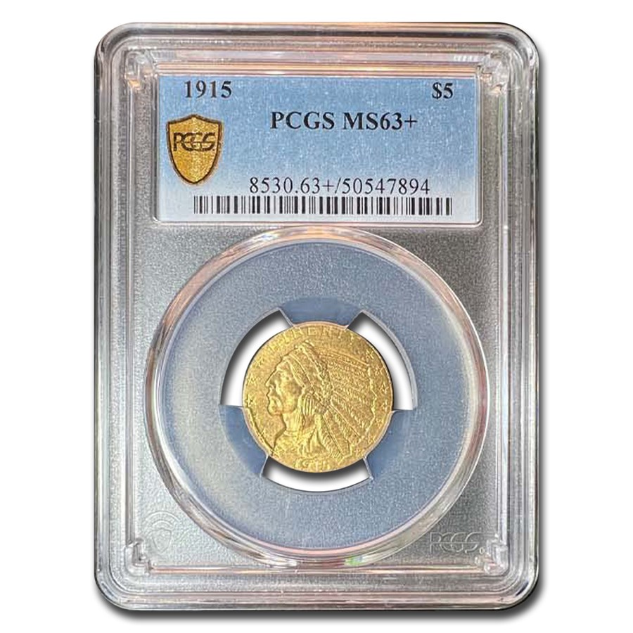 1915 $5 Indian Gold Half Eagle MS-63+ PCGS