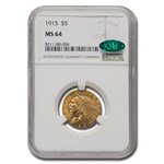 1915 $5 Indian Gold Half Eagle MS-64 NGC CAC
