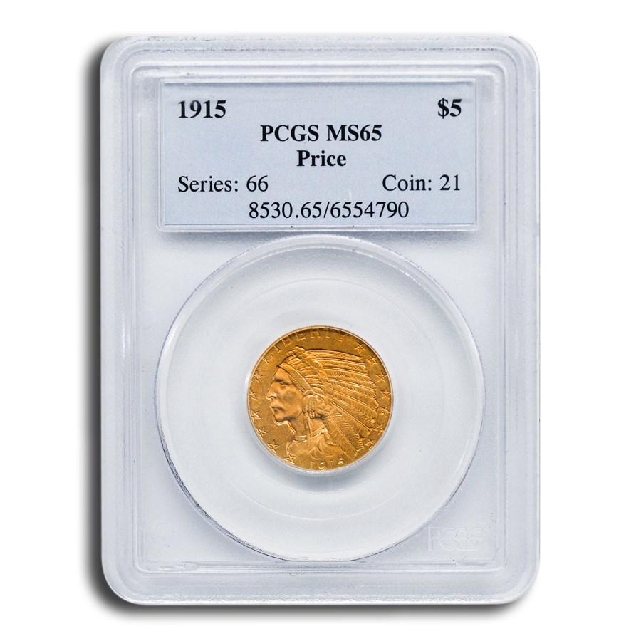 1915 $5 Indian Gold Half Eagle MS-65 PCGS