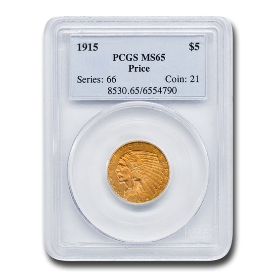 1915 $5 Indian Gold Half Eagle MS-65 PCGS 1915 $5 Indian Gold Half Eagle MS-65 PCGS
