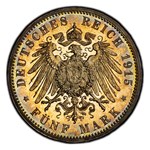 1915-A Germany Silver 5 Mark PR-65 PCGS (Bruns-Wolf)