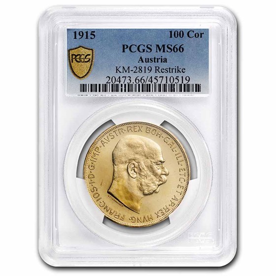 1915 Austria Gold 100 Coronas MS-66 PCGS 1915 Austria Gold 100 Coronas MS-66 PCGS