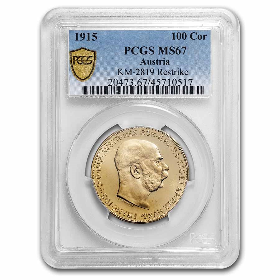 1915 Austria Gold 100 Coronas MS-67 PCGS