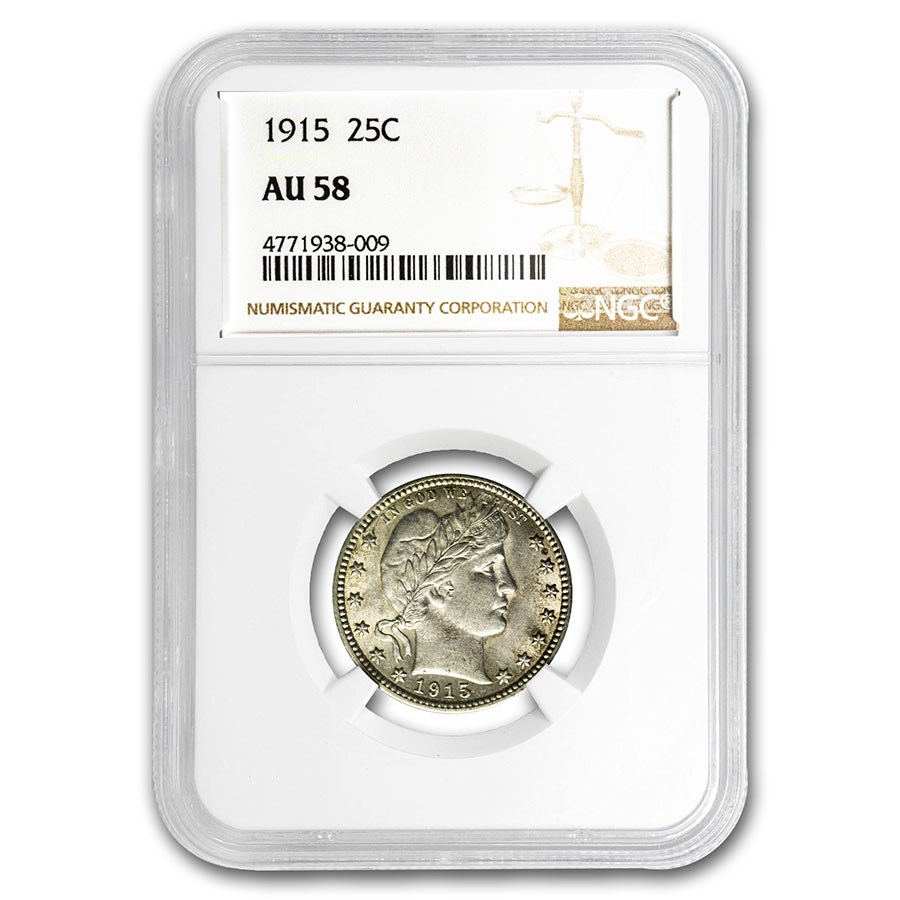 1915 Barber Quarter AU-58 NGC