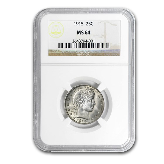 1915 Barber Quarter MS-64 NGC 1915 Barber Quarter MS-64 NGC
