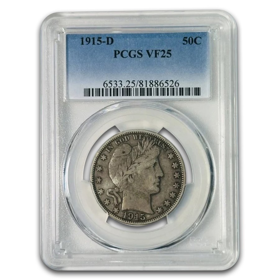 1915-D Barber Half Dollar VF-25 PCGS