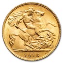 1915 Great Britain Gold Half Sovereign George V BU
