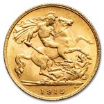 1915 Great Britain Gold Half Sovereign George V BU