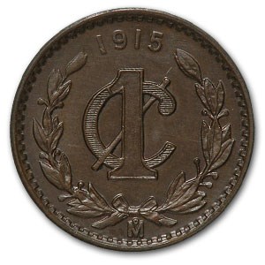 1915 Mexico Centavo Bronze BU Brown KM#415 1915 Mexico Centavo Bronze BU Brown KM#415