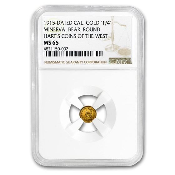 1915 Minerva Round 1/4 Dollar Gold MS-65 NGC 1915 Minerva Round 1/4 Dollar Gold MS-65 NGC