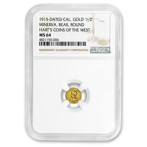 1915 Minerva Round Half Dollar Gold MS-64 NGC 1915 Minerva Round Half Dollar Gold MS-64 NGC