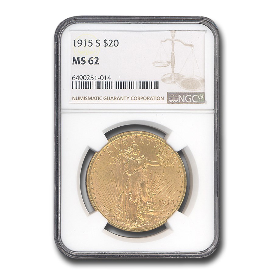 1915-S $20 Saint-Gaudens Gold Double Eagle MS-62 NGC