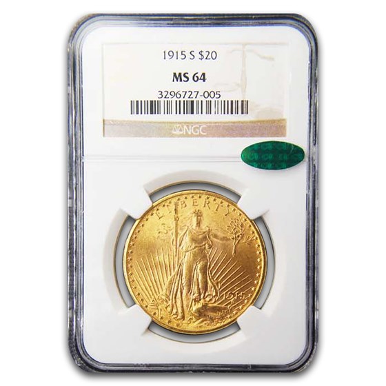 1915-S $20 Saint-Gaudens Gold Double Eagle MS-64 NGC CAC 1915-S $20 Saint-Gaudens Gold Double Eagle MS-64 NGC CAC