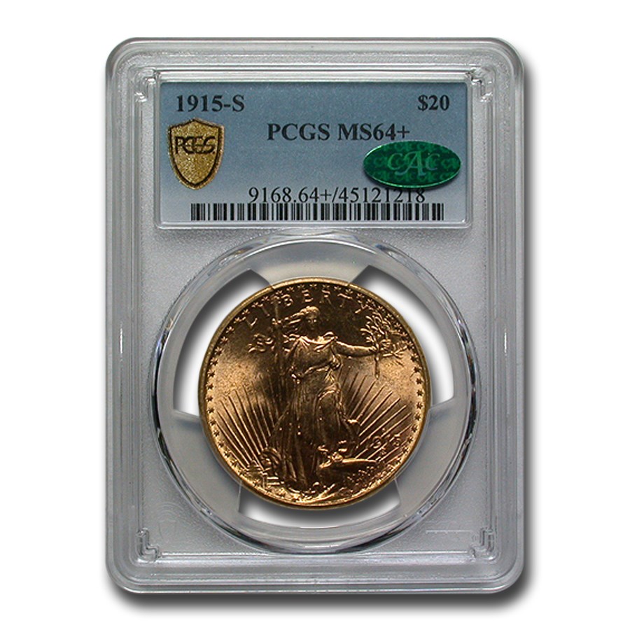 1915-S $20 Saint-Gaudens Gold Double Eagle MS-64+ PCGS CAC