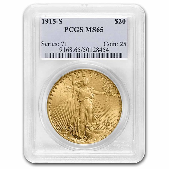 1915-S $20 Saint-Gaudens Gold Double Eagle MS-65 PCGS