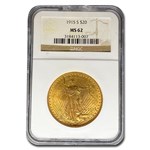 1915-S $20 St Gaudens Gold Double Eagle MS-62 NGC