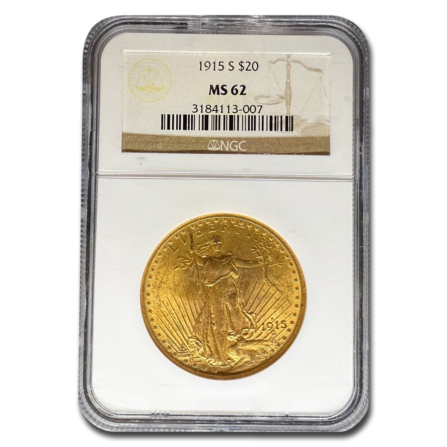 1915-S $20 St Gaudens Gold Double Eagle MS-62 NGC