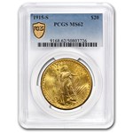 1915-S $20 St Gaudens Gold Double Eagle MS-62 PCGS